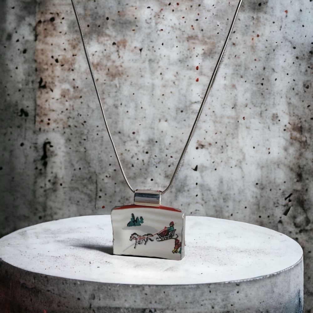 Broken china holiday themed pendant